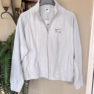 Brand New Nike Air Women's Corduroy Fleece Full-Zip Jacket in Grey Oversized Fit